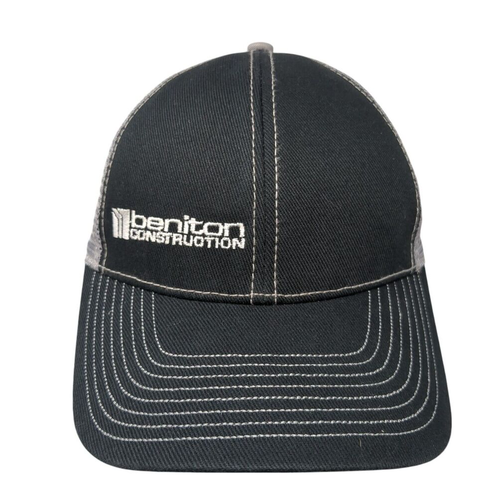 Beniton Construction Strapback Trucker Hat Black One Size Mesh Back HG